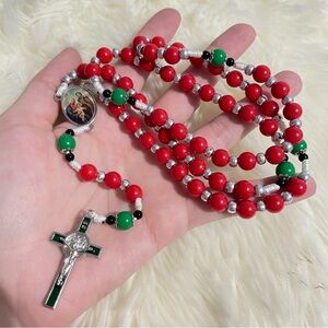 Elegant Red and Green nativity rosary